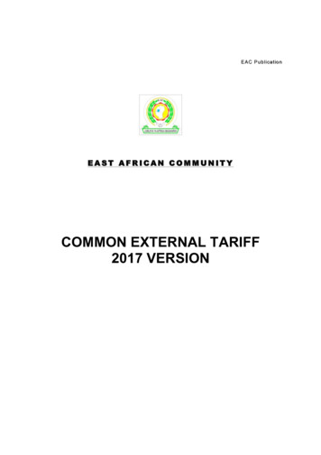 Common External Tariff 2017 Version - Rra
