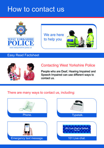 How To Contact Us - West Yorkshire Police