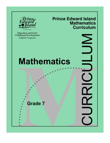 Grade 7 Mathematics Curriculum Guide - Prince Edward Island