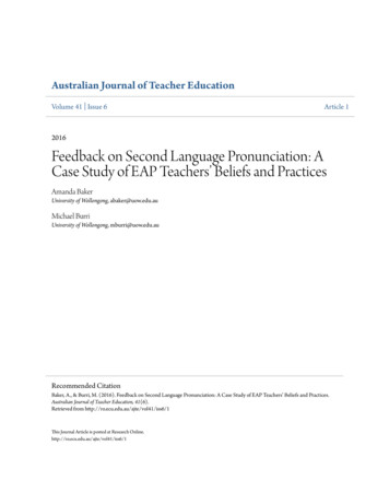 Feedback On Second Language Pronunciation: A Case Study Of EAP Teachers .