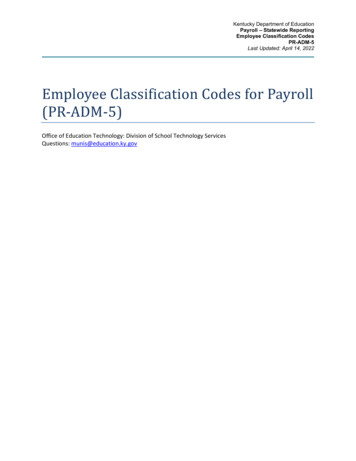 Employee Classification Codes For Payroll (PR-ADM-5)