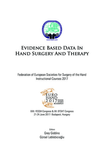 Evidence Based Data In Hand Surgery And Therapy - FESSH