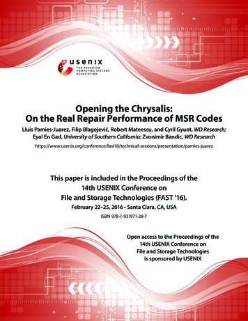 Opening The Chrysalis: On The Real Repair Performance Of MSR Codes - USENIX