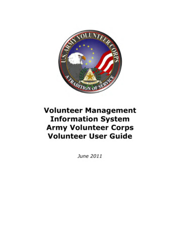 VMIS AVC Volunteer User Guide - Army MWR