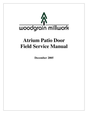 Atrium Patio Door Field Service Manual