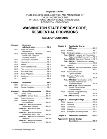 Washington State Energy Code, Residential Provisions