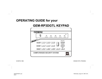 OPERATING GUIDE For Your GEM-RP3DGTL KEYPAD - SEi Security