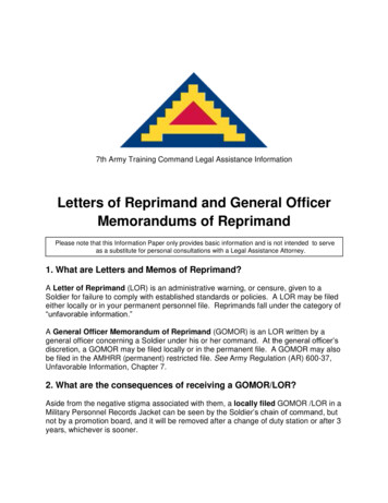 Letters Of Reprimand And General Officer Memorandums Of Reprimand
