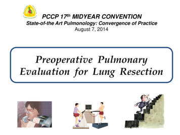Preoperative Pulmonary Evaluation For Lung Resection