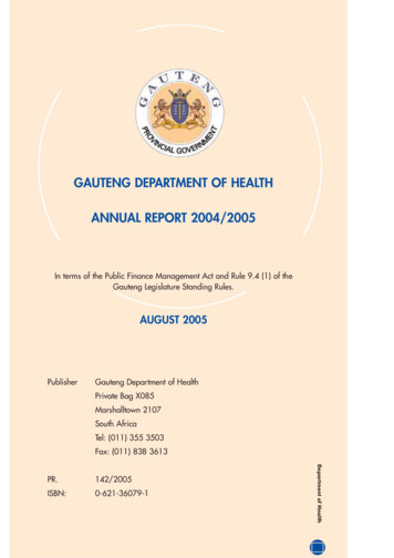 GAUTENG DEPARTMENT OF HEALTH ANNUAL REPORT 2004/2005 - National Treasury