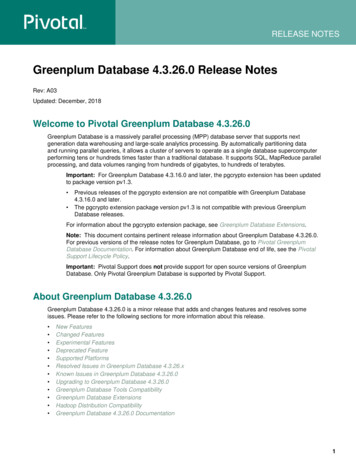 Welcome To Pivotal Greenplum Database 4.3.26