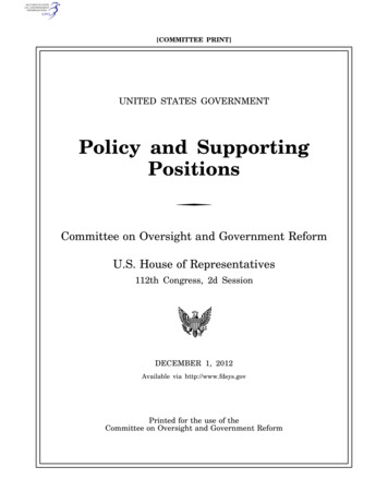 Policy And Supporting Positions