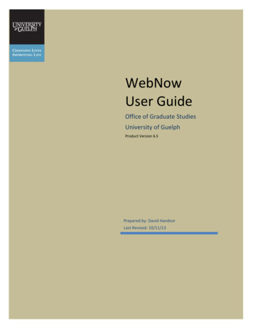 WebNow User Guide - University Of Guelph