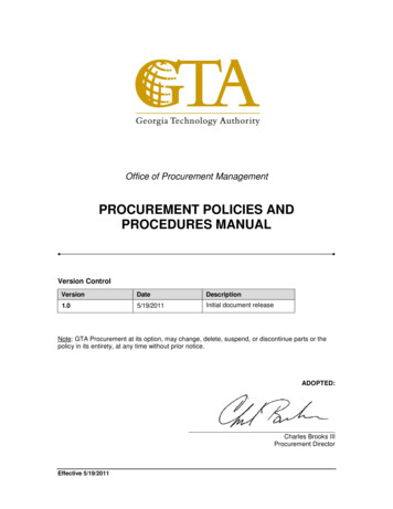 Procurement Policies And Procedures Manual