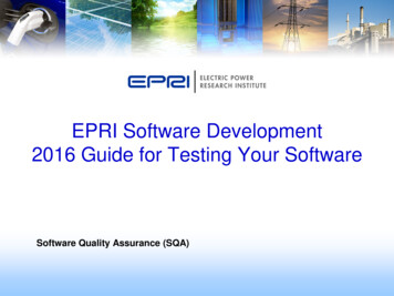 EPRI Software Development 2016 Guide For Testing Your Software
