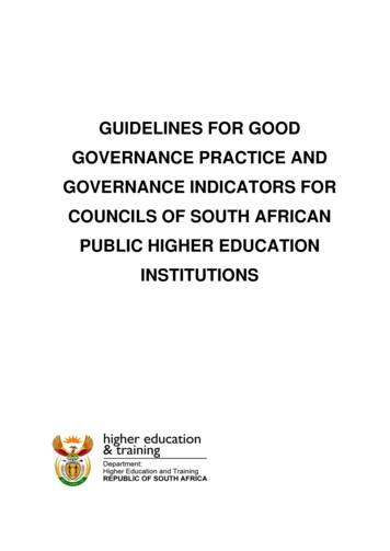 Guidelines For Good Governance Practice And Governance Indicators For .
