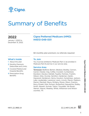 Summary Of Benefits Cigna Preferred Medicare HMO H4513-049-001