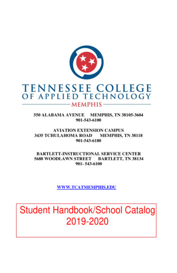 Student Handbook/School Catalog 2019-2020 - TCAT Memphis