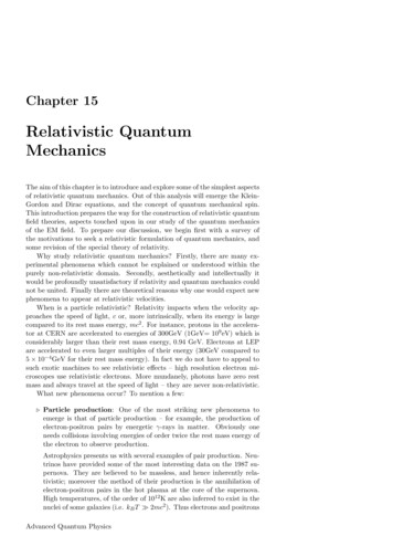 Relativistic Quantum Mechanics - University Of Cambridge
