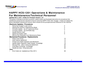 HAPPY HCS-1201 O Ti & M I T1201 Operations & Maintenance For .