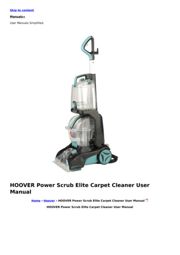 HOOVER Power Scrub Elite Carpet Cleaner User Manual - Manuals 