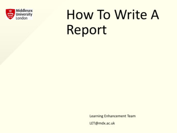 How To Write A Report - Middlesex University