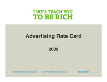 Advertising Rate Card - I Will Teach You To Be Rich