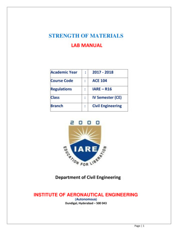 Strength Of Materials Lab Manual