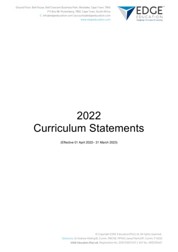 2022 Curriculum Statements