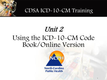 Unit 2 Using The ICD-10-CM Code Book/Online Version
