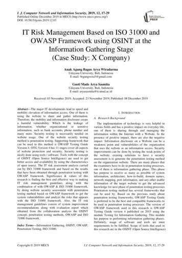 IT Risk Management Based On ISO 31000 And OWASP Framework Using OSINT .