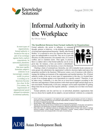 Informal Authority In The Workplace - Asian Development Bank