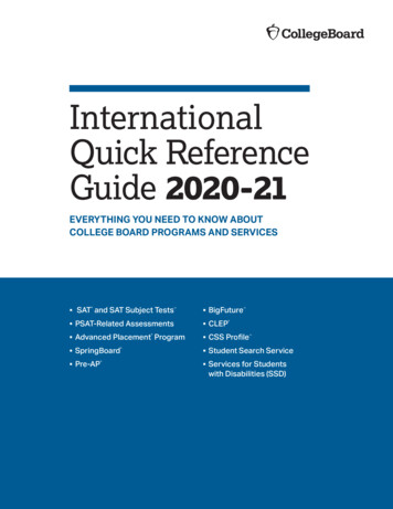International Quick Reference Guide 2020-21 - College Board