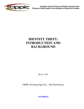 Identity Theft: Introduction And Background