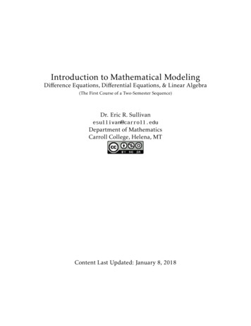 Introduction To Mathematical Modeling - Carroll College