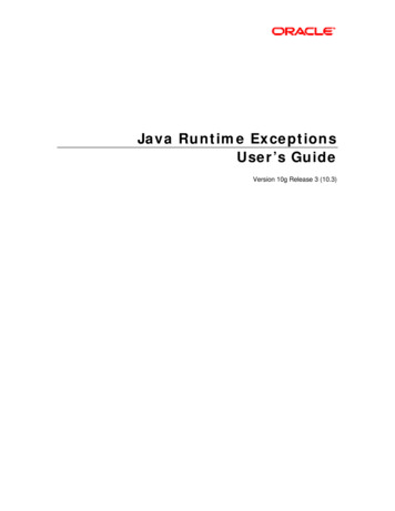 Java Runtime Exceptions User's Guide - Oracle