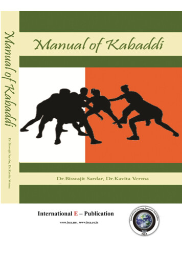 Manual Of Kabaddi Manual Of Kabaddi Manual Of Kabaddi