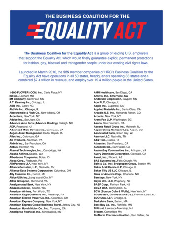 525 Member Companies Of HRC's Business Coalition For The Equality Act .