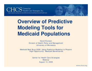 Overview Of Predictive Modeling Tools For Medicaid Populations