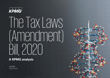 The Tax Laws (Amendment) Bill, 2020 - KPMG