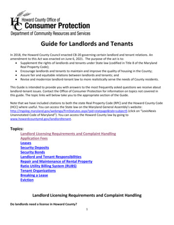Guide For Landlords And Tenants - Howard County