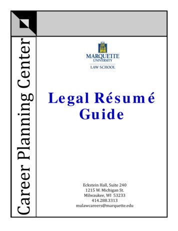 Legal Résumé Guide - Marquette University Law School