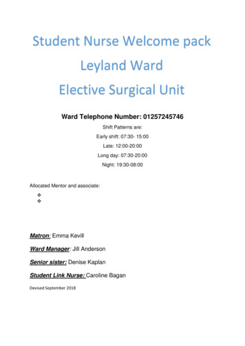Student Nurse Welcome Pack Leyland Ward Elective Surgical Unit