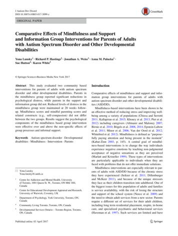 Comparative Effects Of Mindfulness And Support And Information Group .