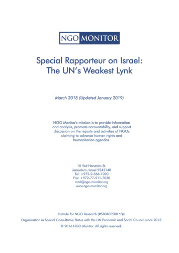 Special Rapporteur On Israel: The UN's Weakest Lynk - NGO Monitor