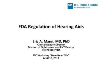 FDA Regulation Of Hearing Aids - Federal Trade Commission