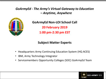 GoArmyEd Non-LOI School Call 20 February 2019 1:00 Pm-2:30 Pm EST .