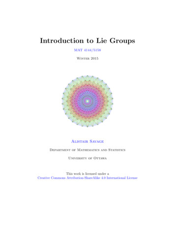 Introduction To Lie Groups - Alistair Savage