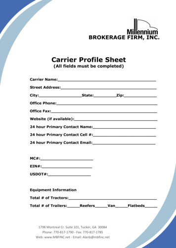 Carrier Profile Sheet - Millennium Freight