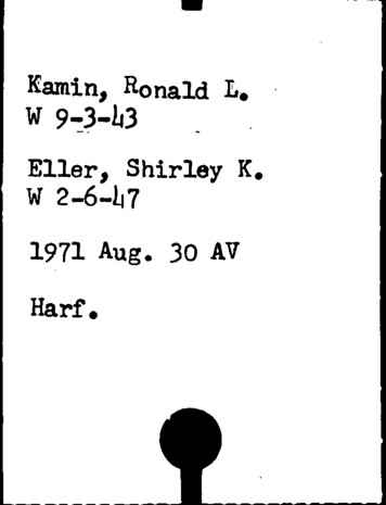 Kamin, Ronald L» W 9-3-h3 Eller, Shirley K. W 2-6-Ii7 1971 Aug. 30 AV